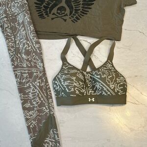 Under Armour olive green Patterned Activewear Set